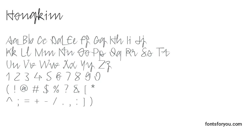 Czcionka Hongkim – alfabet, cyfry, specjalne znaki