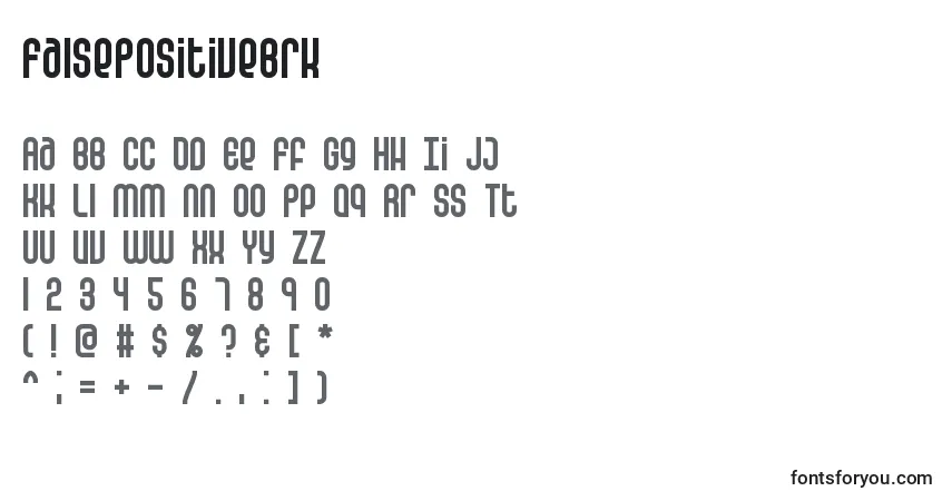Schriftart FalsePositiveBrk – Alphabet, Zahlen, spezielle Symbole