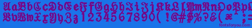 フォントZaiUraniapiccolatypewriter – 紫色のフォント、青い背景