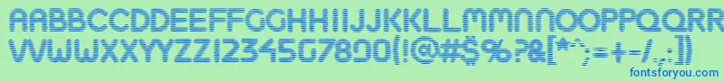Boobtoob-Schriftart – Blaue Schriften auf grünem Hintergrund