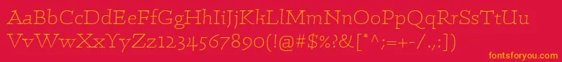 Czcionka LinotypeConradLight – pomarańczowe czcionki na czerwonym tle