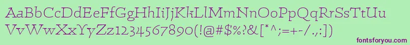 Шрифт LinotypeConradLight – фиолетовые шрифты на зелёном фоне