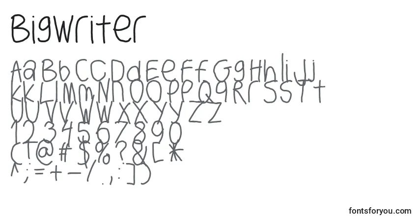Schriftart Bigwriter – Alphabet, Zahlen, spezielle Symbole