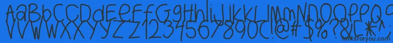 Bigwriter-Schriftart – Schwarze Schriften auf blauem Hintergrund