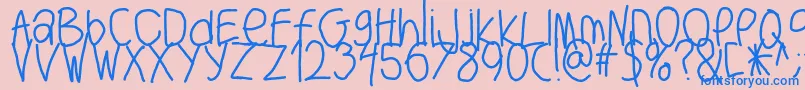 Bigwriter-Schriftart – Blaue Schriften auf rosa Hintergrund