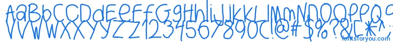 Bigwriter-Schriftart – Blaue Schriften auf weißem Hintergrund