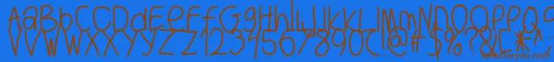 フォントBigwriter – 茶色の文字が青い背景にあります。