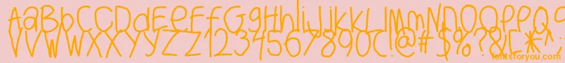フォントBigwriter – オレンジの文字がピンクの背景にあります。