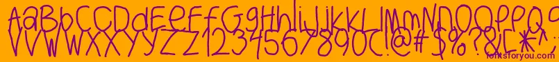Bigwriter-fontti – violetit fontit oranssilla taustalla