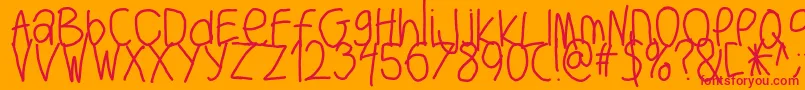 フォントBigwriter – オレンジの背景に赤い文字