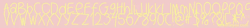 Bigwriter-fontti – keltaiset fontit vaaleanpunaisella taustalla