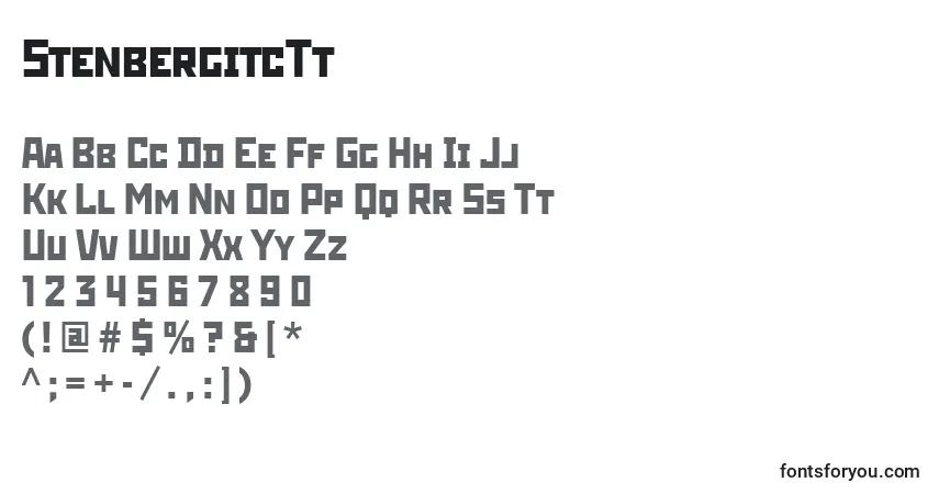 A fonte StenbergitcTt – alfabeto, números, caracteres especiais