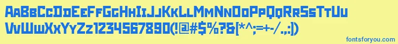 フォントStenbergitcTt – 青い文字が黄色の背景にあります。