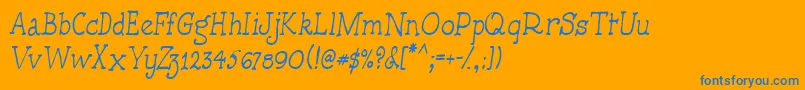 Fonte Handmadetypewriter – fontes azuis em um fundo laranja