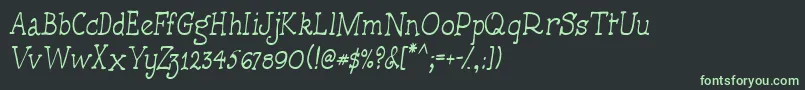 Handmadetypewriterフォントについての詳細 フォントHandmadetypewriter – 黒い背景に緑の文字