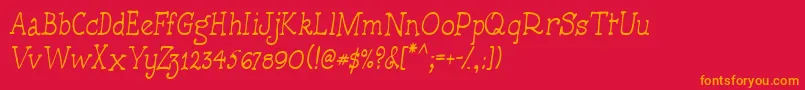 Handmadetypewriter Font – Orange Fonts on Red Background