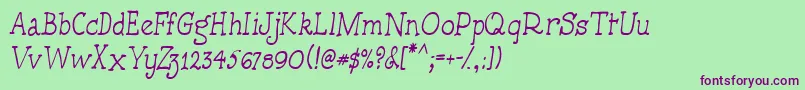 Handmadetypewriter Font – Purple Fonts on Green Background