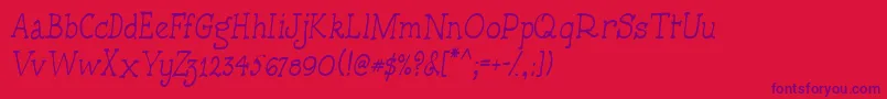 Handmadetypewriter Font – Purple Fonts on Red Background