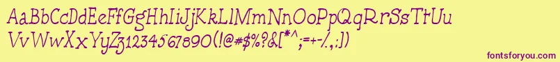 Handmadetypewriter Font – Purple Fonts on Yellow Background