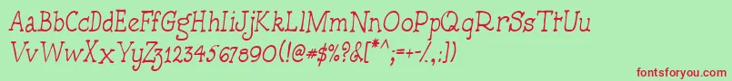 Handmadetypewriter Font – Red Fonts on Green Background