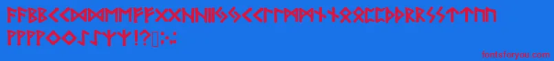 BubbleRunes Font – Red Fonts on Blue Background