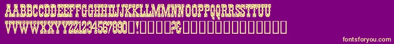 フォントPentagon – 紫の背景に黄色のフォント
