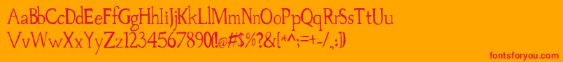 フォントPalovsky – オレンジの背景に赤い文字