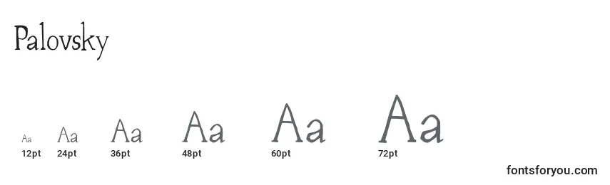 Размеры шрифта Palovsky