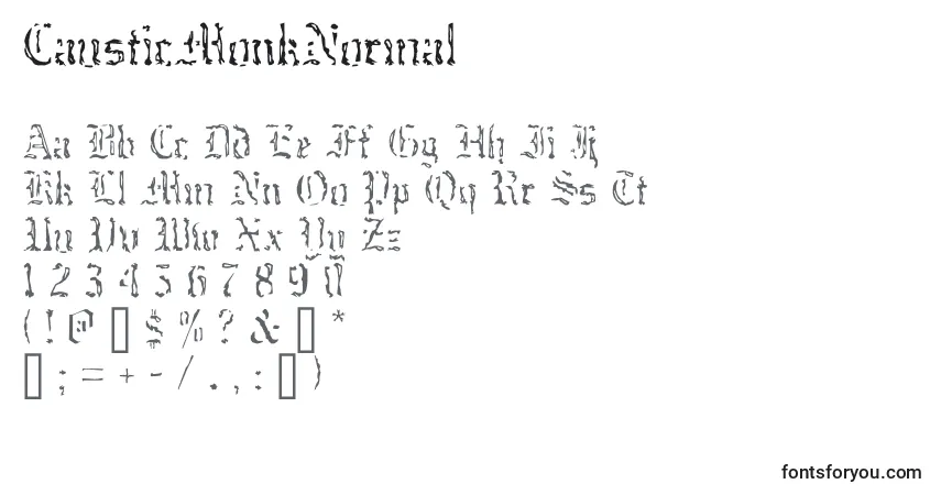 A fonte CausticMonkNormal – alfabeto, números, caracteres especiais