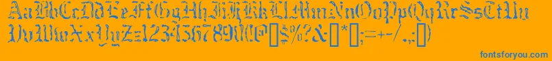 CausticMonkNormal-Schriftart – Blaue Schriften auf orangefarbenem Hintergrund