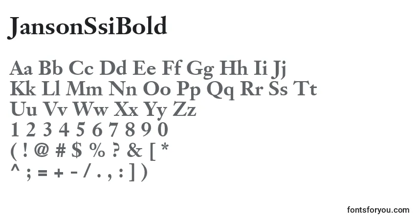 A fonte JansonSsiBold – alfabeto, números, caracteres especiais