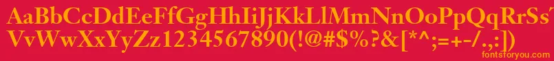 フォントJansonSsiBold – 赤い背景にオレンジの文字