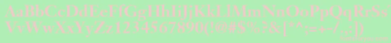 Fonte JansonSsiBold – fontes rosa em um fundo verde