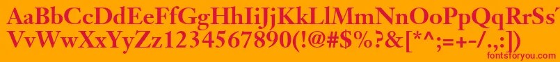 JansonSsiBold-Schriftart – Rote Schriften auf orangefarbenem Hintergrund