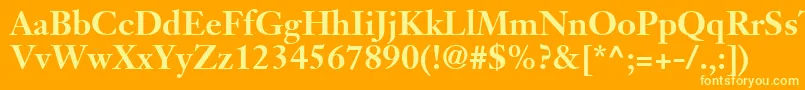JansonSsiBold-Schriftart – Gelbe Schriften auf orangefarbenem Hintergrund