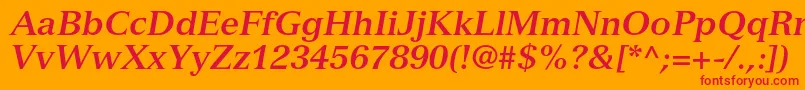 VersaillesltstdBolditalic Font – Red Fonts on Orange Background