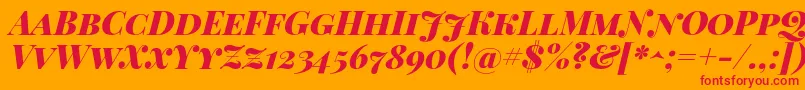 Playfairdisplaysc-Schriftart – Rote Schriften auf orangefarbenem Hintergrund