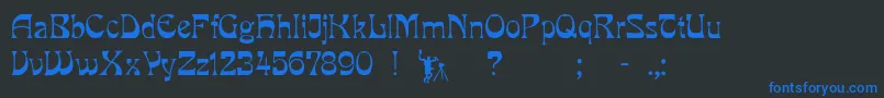 Pcmira Font – Blue Fonts on Black Background