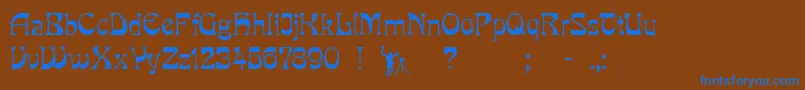 Pcmira Font – Blue Fonts on Brown Background