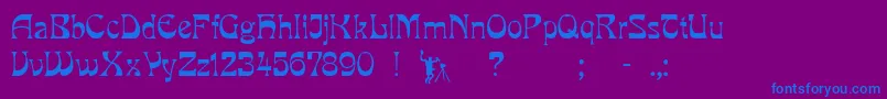 フォントPcmira – 紫色の背景に青い文字