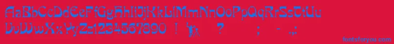 Pcmira Font – Blue Fonts on Red Background