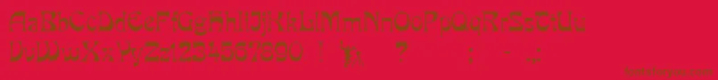 Pcmira Font – Brown Fonts on Red Background