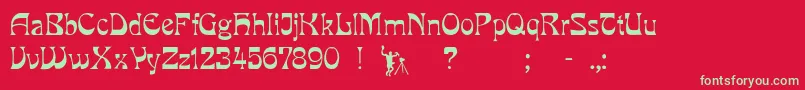 Pcmira Font – Green Fonts on Red Background