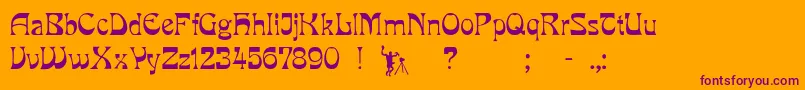 Pcmira-Schriftart – Violette Schriften auf orangefarbenem Hintergrund