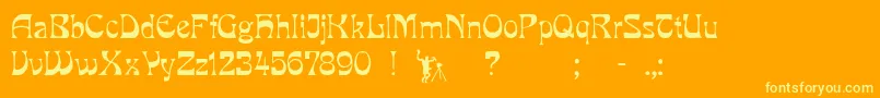 Pcmira Font – Yellow Fonts on Orange Background