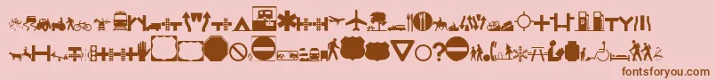 Roadgeek2005Icons Font – Brown Fonts on Pink Background