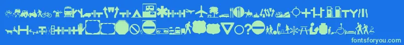 Roadgeek2005Icons Font – Green Fonts on Blue Background