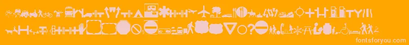 Roadgeek2005Icons Font – Pink Fonts on Orange Background