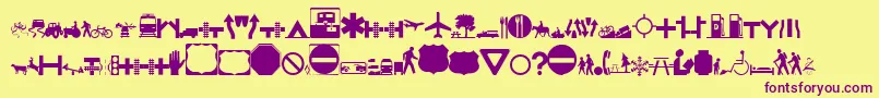 Roadgeek2005Icons Font – Purple Fonts on Yellow Background