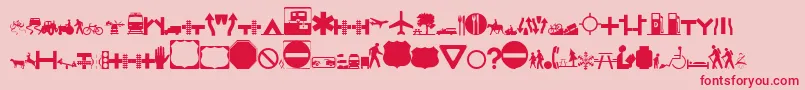 Roadgeek2005Icons Font – Red Fonts on Pink Background